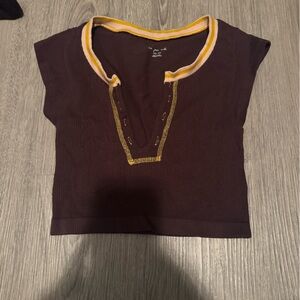 Kids Brown Shirt with Yellow Trim
